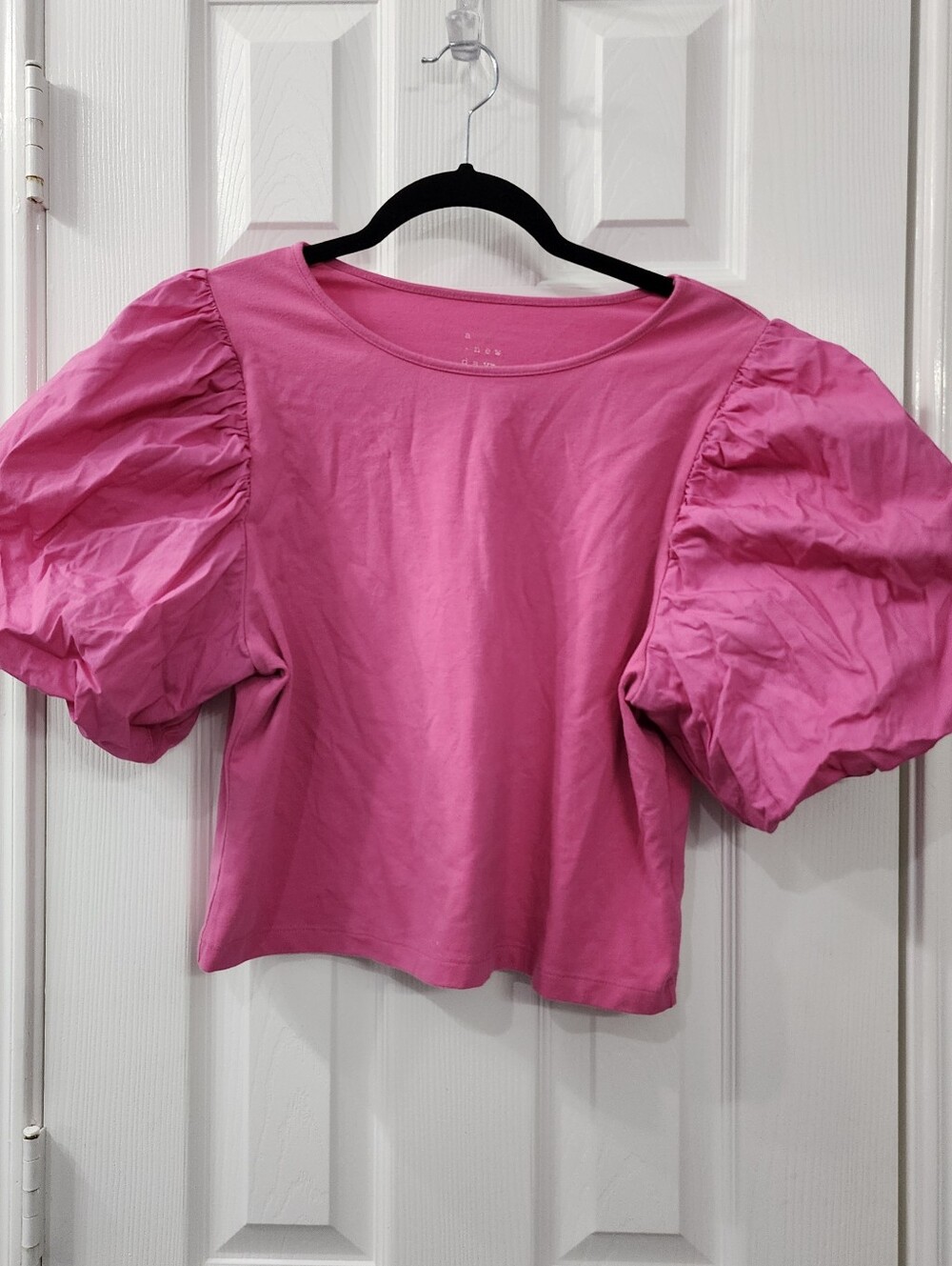 Pink Puff Sleeve Top Size: M